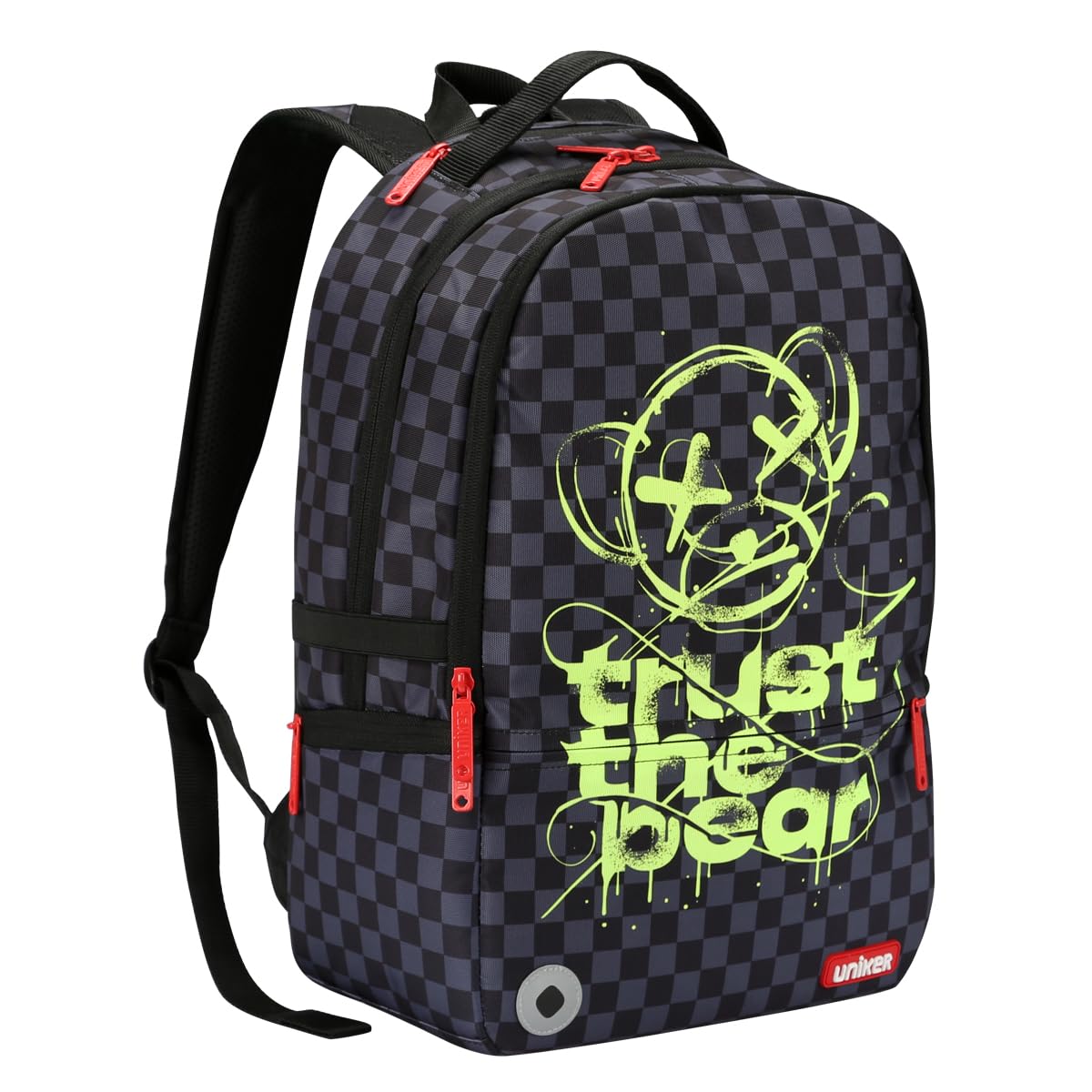 UNIKER Graffiti Backpack, Designer Laptop Backpack for 15.6 Inch Work,Water Resistant Backpack Computer Bag,‌CheckeredBear‌