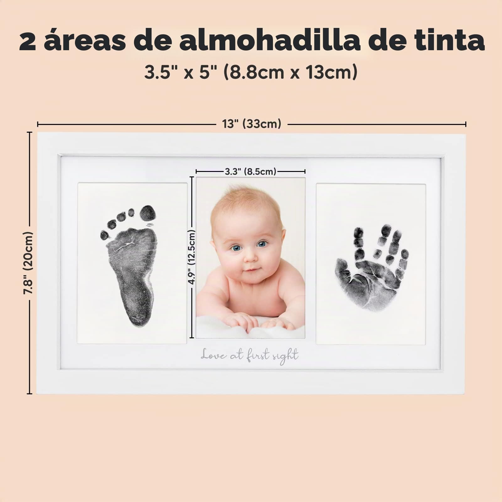 Marco de kit de manos y huellas para bebés sin tinta, marco de fotos personalizado para recién nacido, marco de bebé sin desorden, kit de huellas de bebés, regalos de baby shower (blanco alpino)