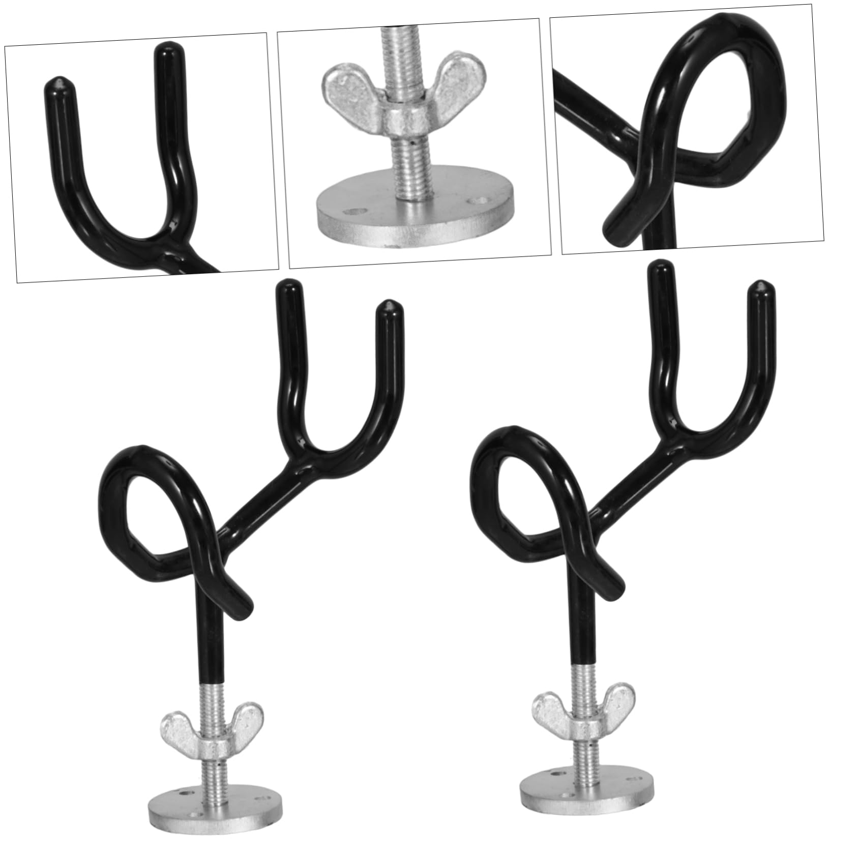 Porte- à Pêche 2 Pièces en Acier avec Base de Fixation Noire