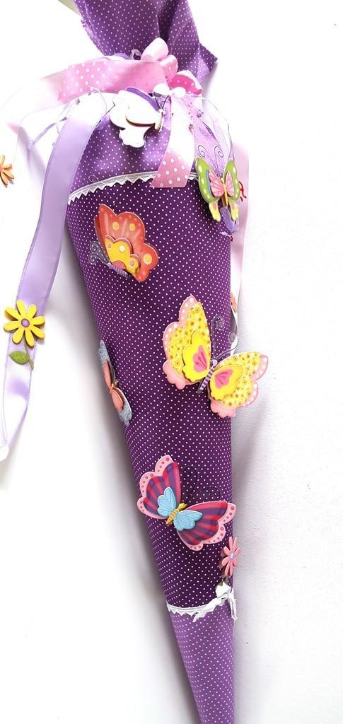 Bastelset Schultüte mit Stoff – Kreatives Set zur Einschulung, 80cm (Schmetterling)