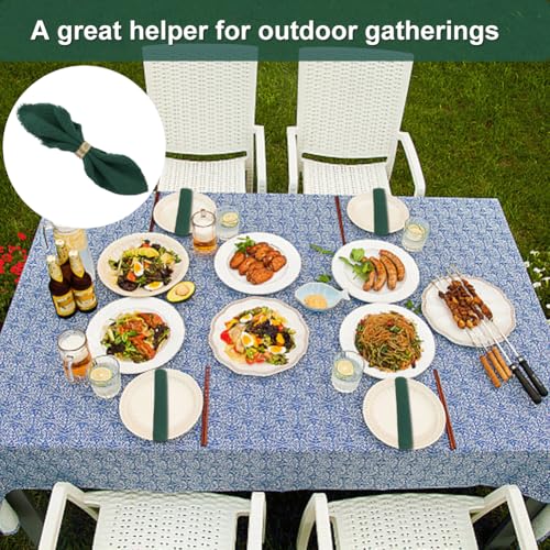 6 PCS Cloth Napkins 42 X 42cm Dinner Table Cotton Napkins Cotton Meal Mat With Fringe Versatile Square Rustic Fringe Napkins for Dinner, Wedding and Parties (Dark Green) - Image 6