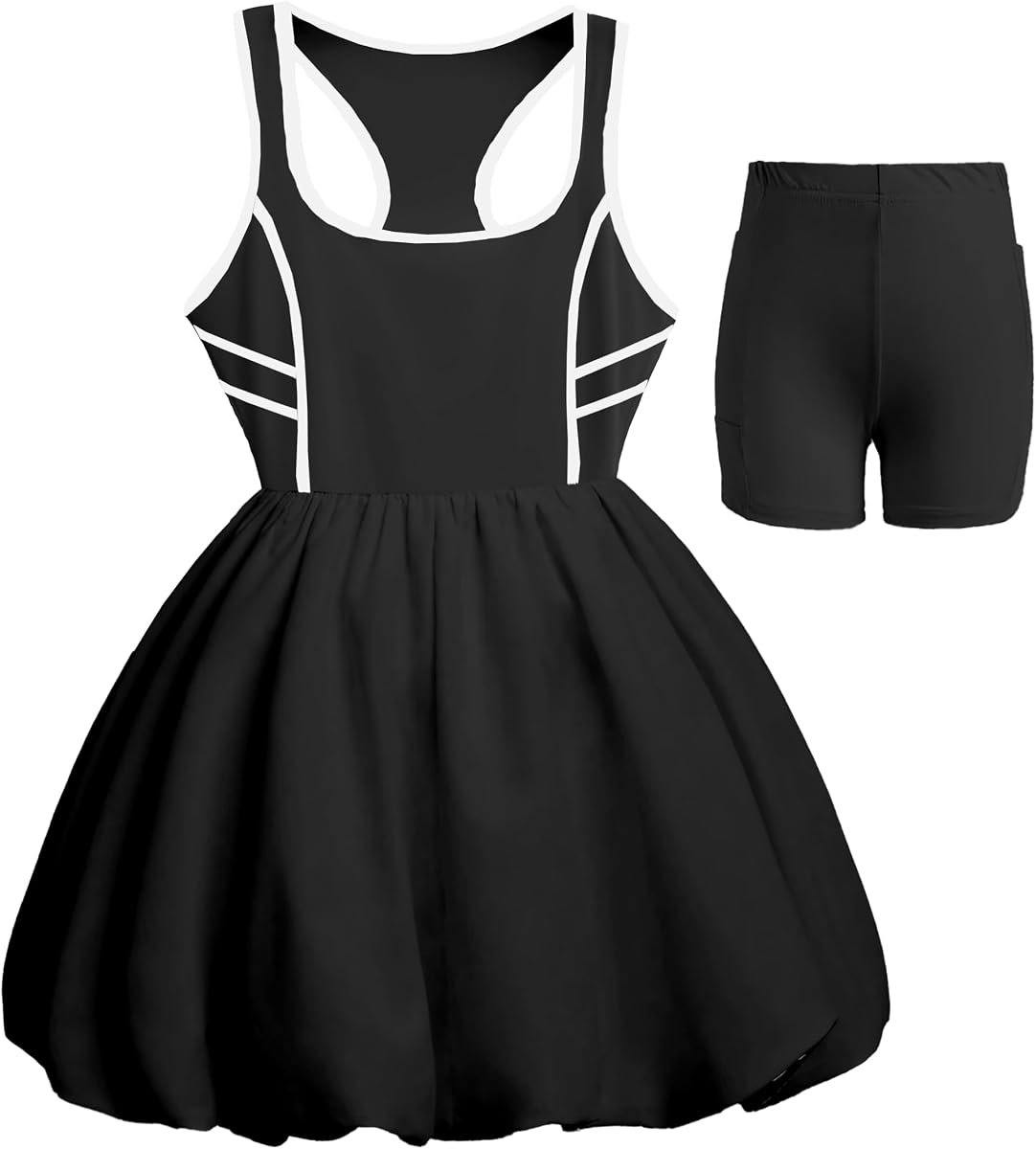 Girls Dress Sleeveless Tennis Dress Bubble Tank Dress Summer Casual Sundress Golf Sports with Shorts Pockets 4-13Y