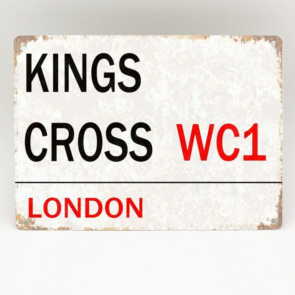 Kings Cross Metal Sign London Street Vintage Retro Train Station Plaque Novelty 8X12 Inches