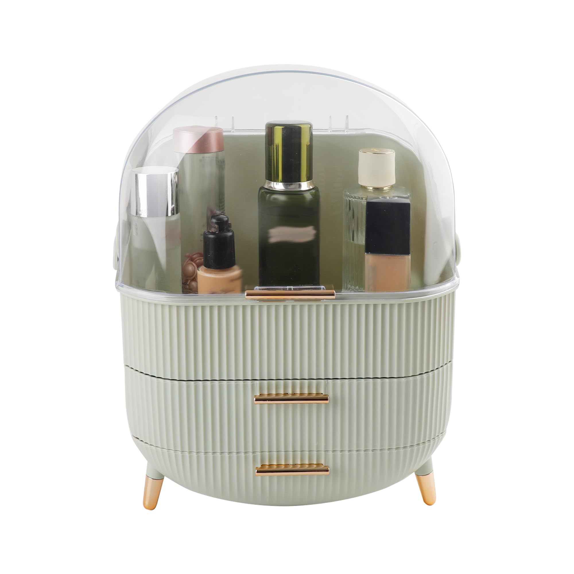 AlivioMulti-Function Makeup Case Dustproof Waterproof Cosmetics Storage Box, Makeup Organiser for Bedroom Bathroom Desktop Dressing Table (Mint Green)