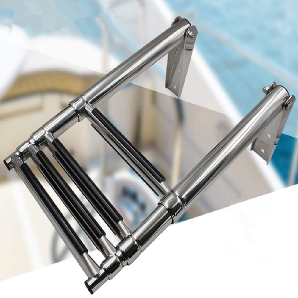 2/3/4 gradini Scaletta telescopica Pieghevole a 4 gradini per pontile per Barche Scaletta per Barche in Acciaio Inox Ribaltabile Scaletta da Bagno per pontile per Yacht