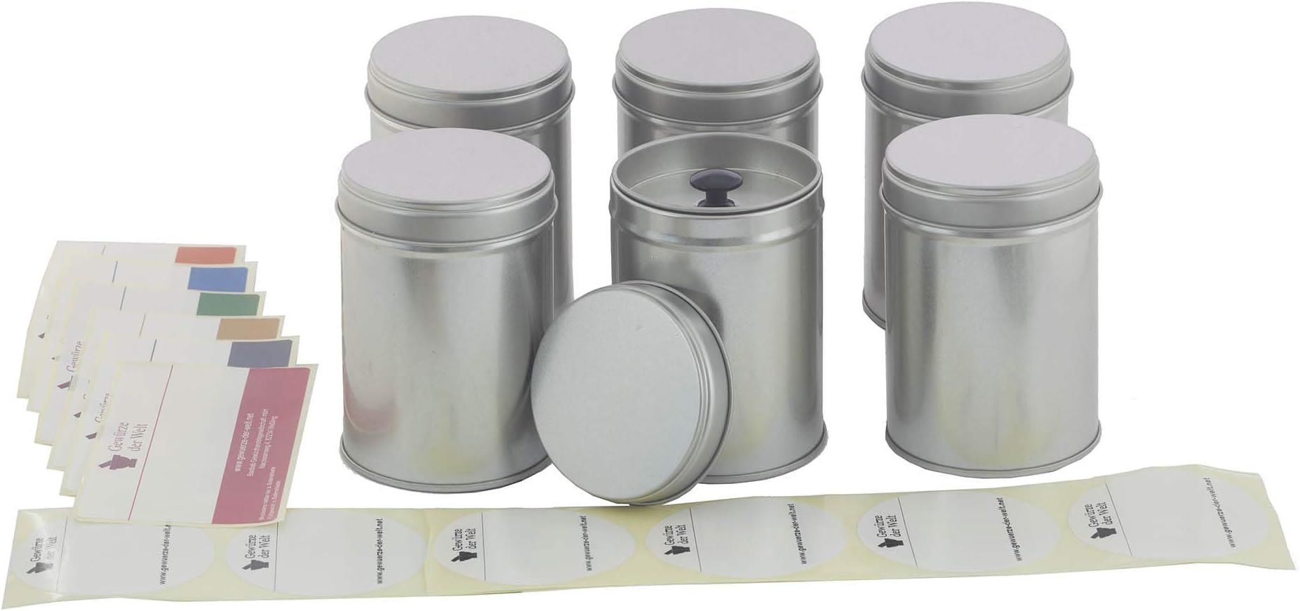 Gewuerze der Welt 6 Large Spice Jars with Aroma Lid
