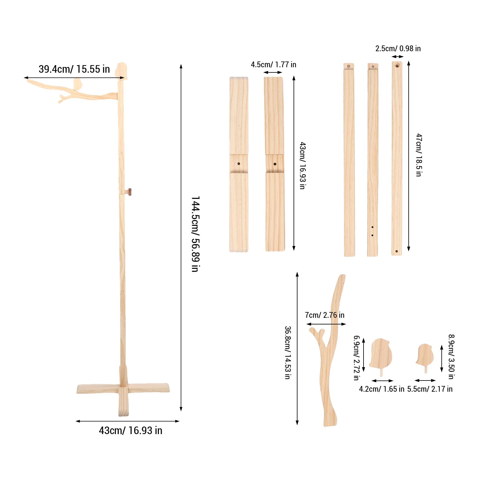 Yosoo Wooden Mobile Stand Combinable with Floor Stand for Hanging Bells, Stable Support for Secure Entertainment Space