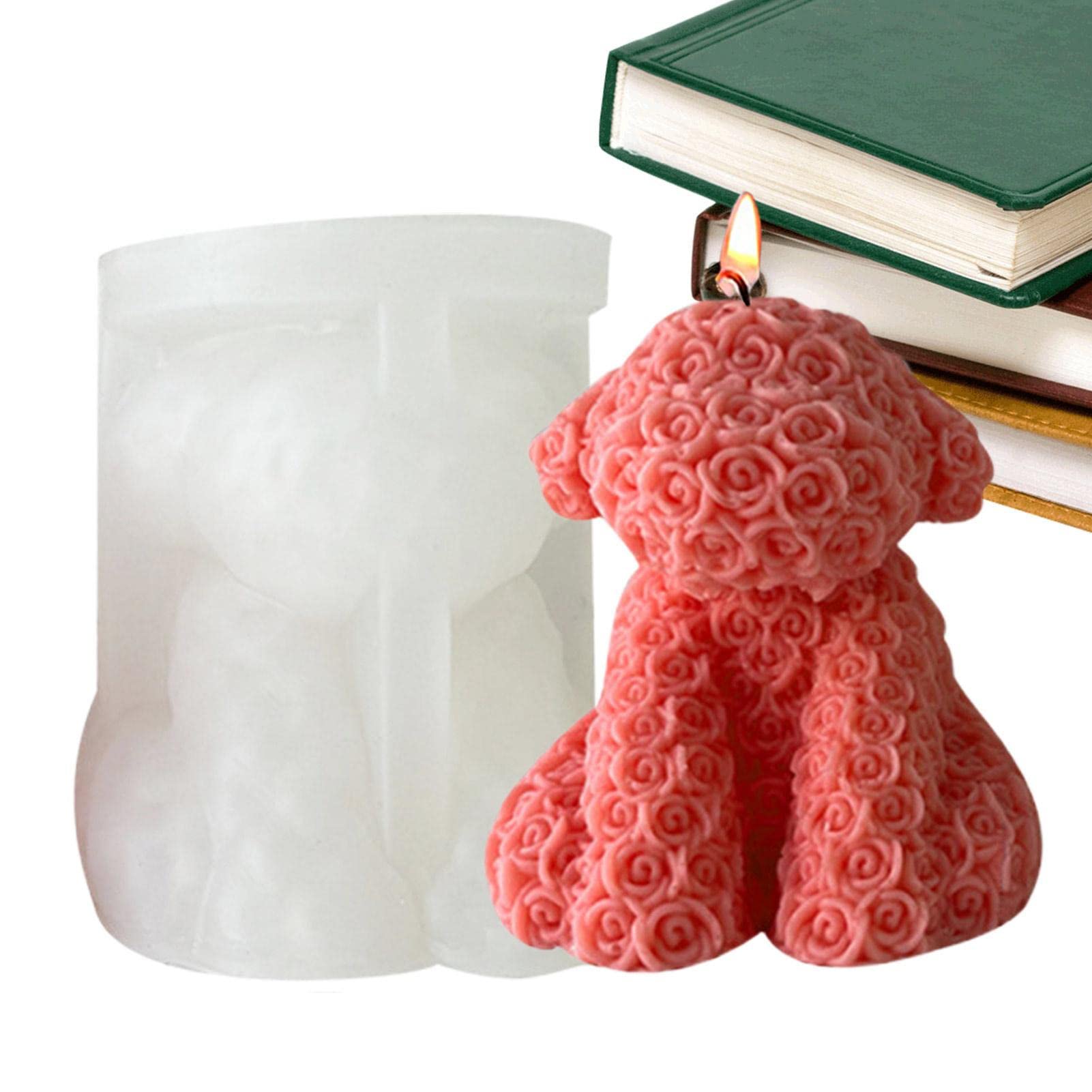 Molde for helado Ice Lolly, molde de oso 3D - Molde de resina de oso 3D con flor en relieve, molde de resina de oso de silicona for dulces, jabón, vela, jabón aroático, chocolate, fiesta del día de Sa