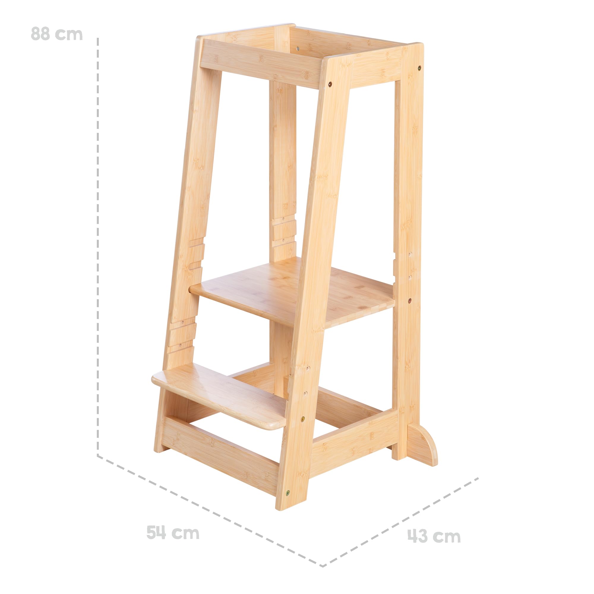 roba Tour d'apprentissage Selon Montessori en Bois de Bambou Certifié FSC - Tour d'Observation Sûre pour Enfants - Idéal comme Aide de Cuisine - Supporte 80 kg - Naturel