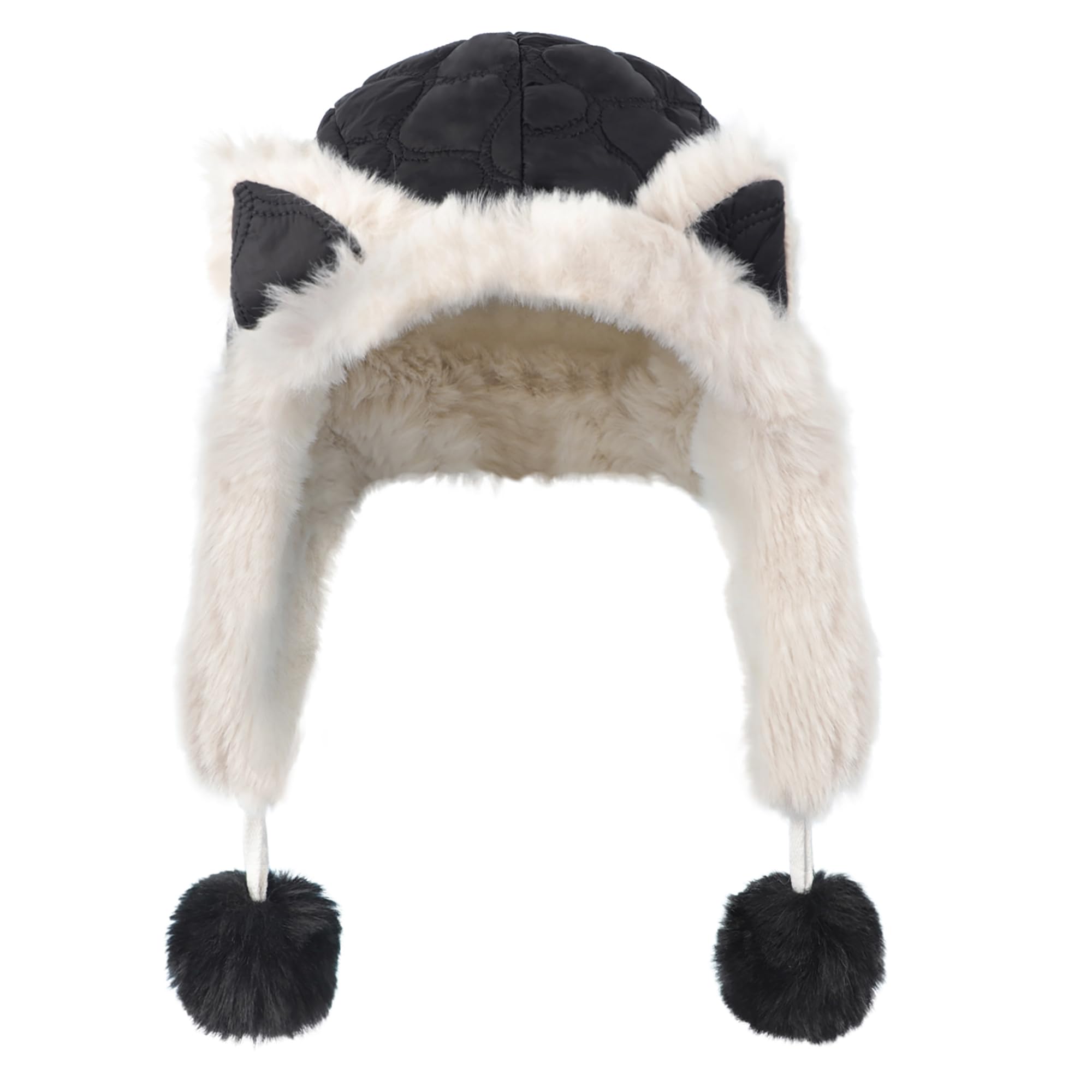 JIAHG Chapeau de Trappeur avec Oreilles de Renard pour Femme et Fille Chapka d'hiver à Pompons Doublure en Peluche Épais Chaud Cagoule avec Oreillettes Bonnet de Ski Neige Snowboard