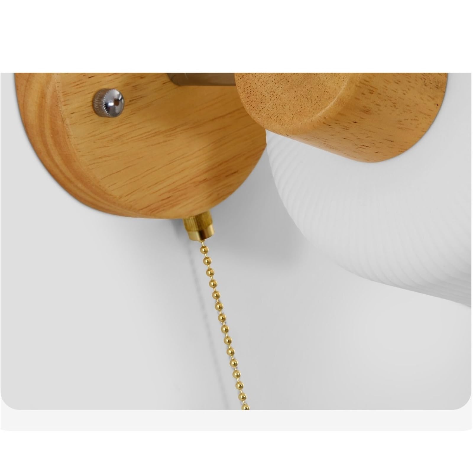 Applique da parete Lampada da parete in legno e ceramica con catenella paralume cilindrico per corridoio