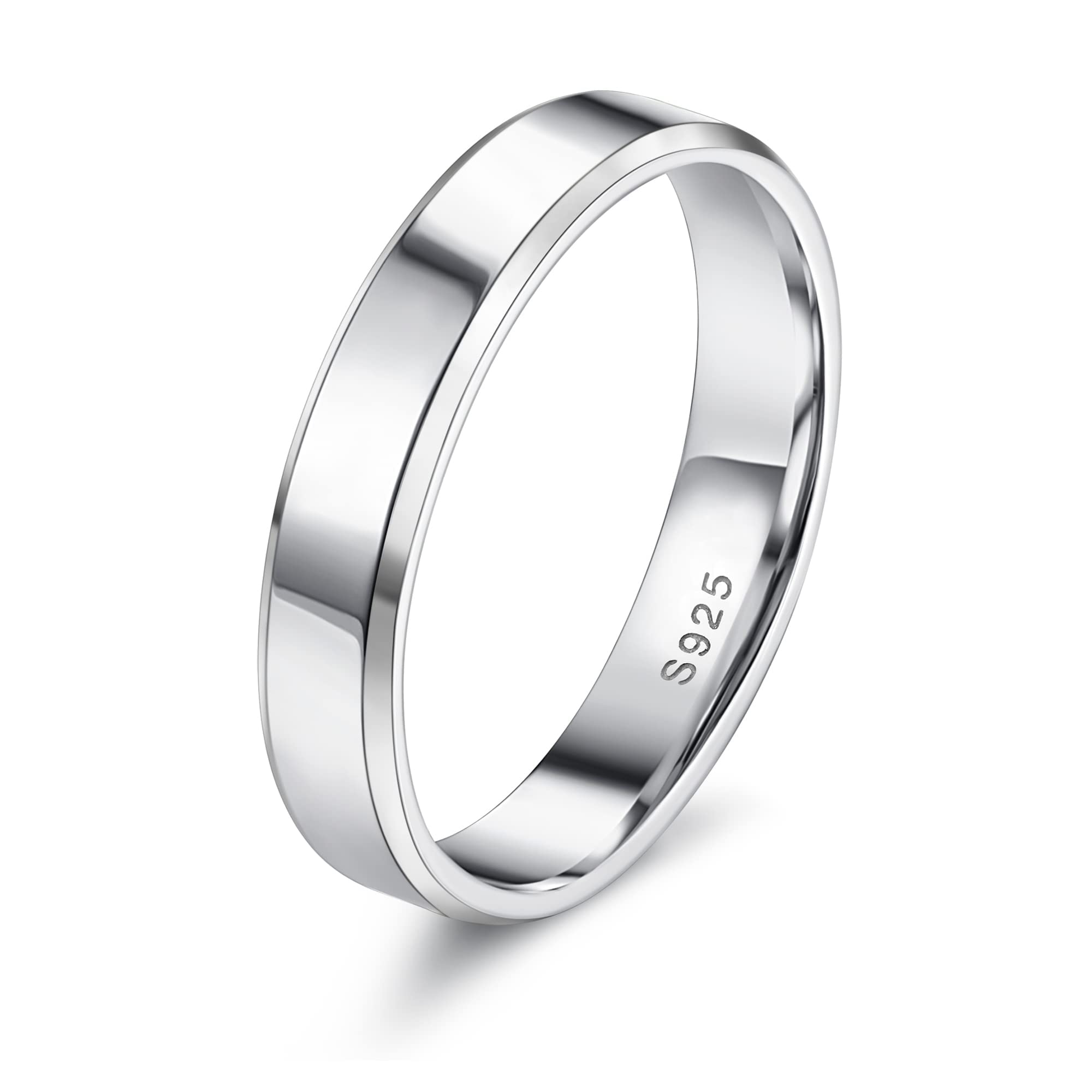 KRFY S925 Anillos de Plata Esterlina para Mujer Hombre18 quilates Chapado en Oro Blanco Anillo de Dedo Declaración Pulida Promesa Compromiso Eternidad Anillo de Confort 3 mm 4 mm 5 mm 6 mm