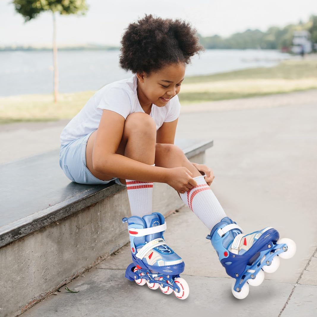 Adjustable Kids Inline Skates for Boys Girls with Full Light Up Wheels - Roller Skates for Kids Ages 6-12, Toddler Ages 3-5, Youth Women Beginners Outdoor Indoor