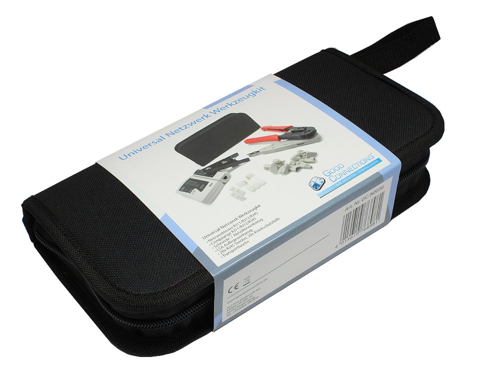 Good Connections Kit de Herramientas de Red Universal 6 en 1 – Comprobador de Cables | Crimpadora Modular RJ11 RJ12 RJ45 | Herramienta de colocación LSA | Herramienta Pelacables | Incluye 20 x RJ45