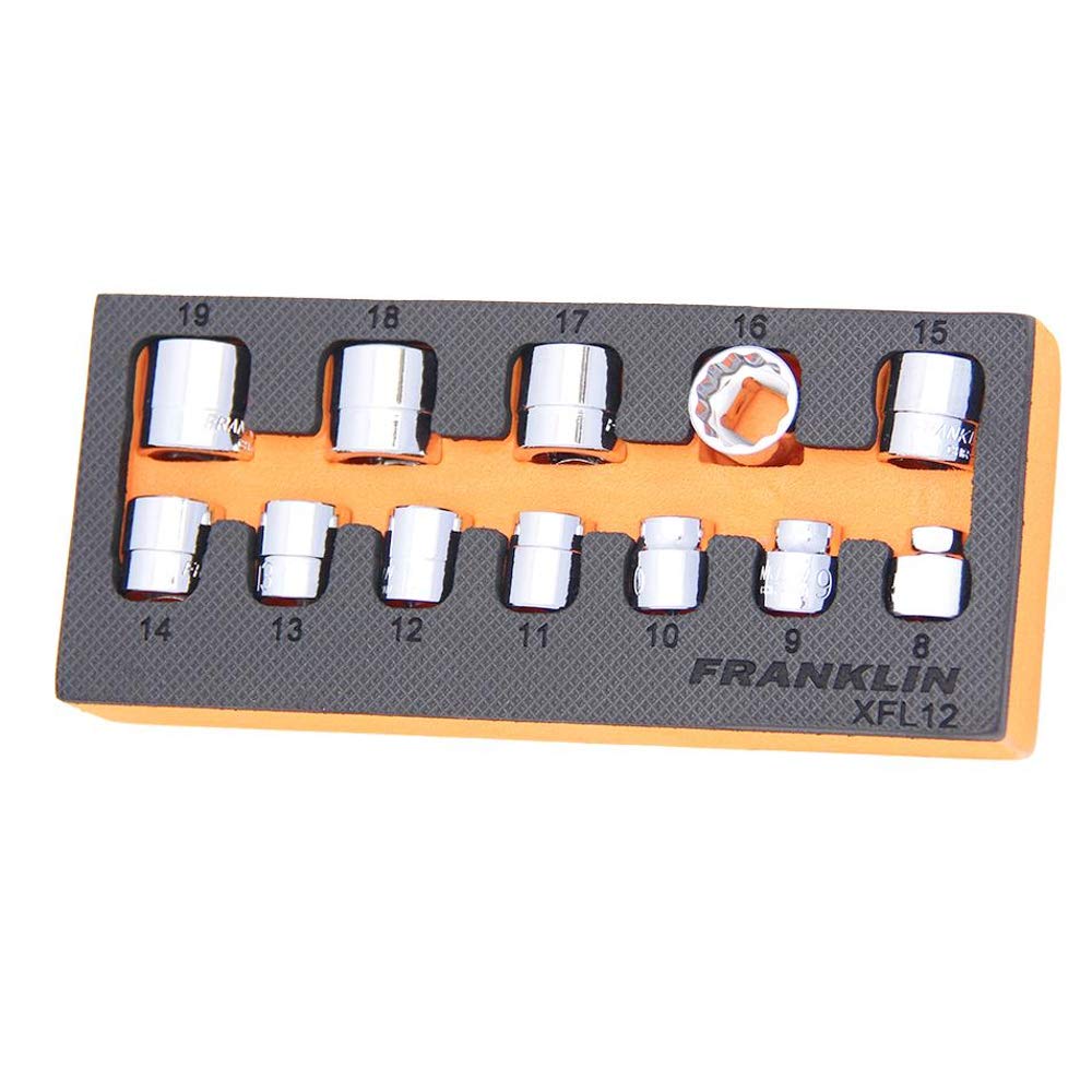 Franklin 12 Pce Sockets 3/8 Drive 8 - 19 Mm Low Profile Sockets