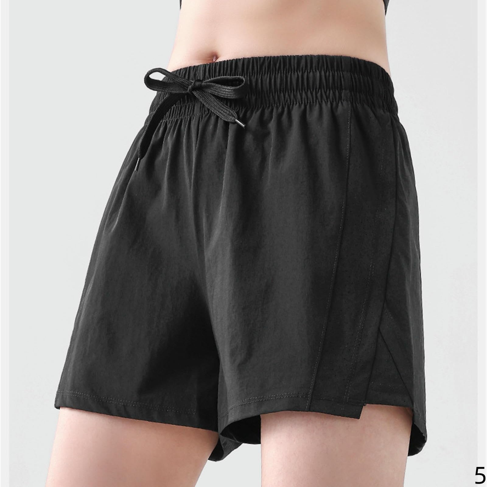 Short Femme Pantalons De Sport Formation Anti-Exposition Running Shorts Fitness Yoga Pantalon en Mailles Respirantes-Blanc Crème-l