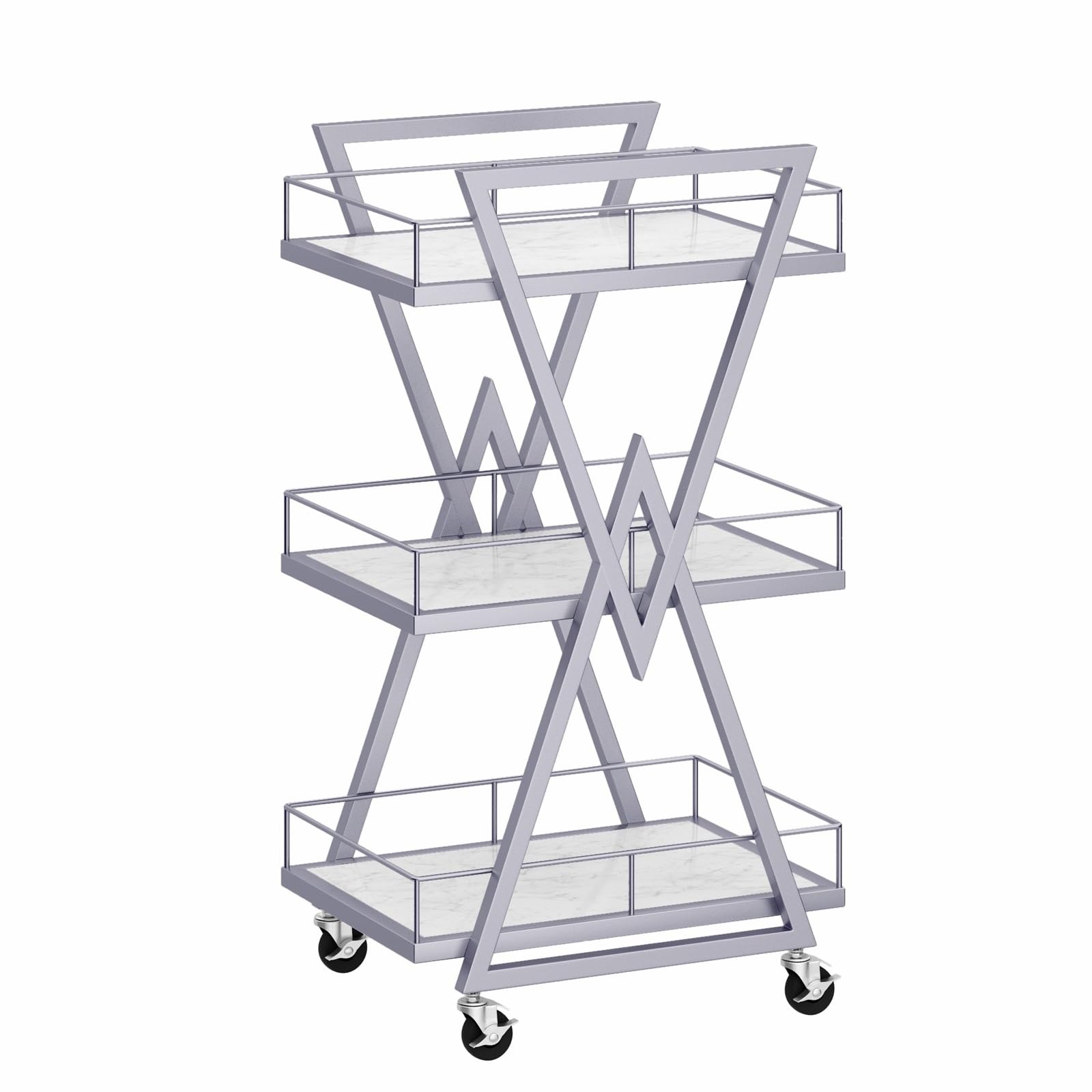 Beauty Salon Trolley Cart With Wheels, 3 Tier Utility Salon Rolling Trolley, Mobile Salon Storage Cart For Spa Beauty Salon,Salon Equipment For Hairstylist (Color : Silver)