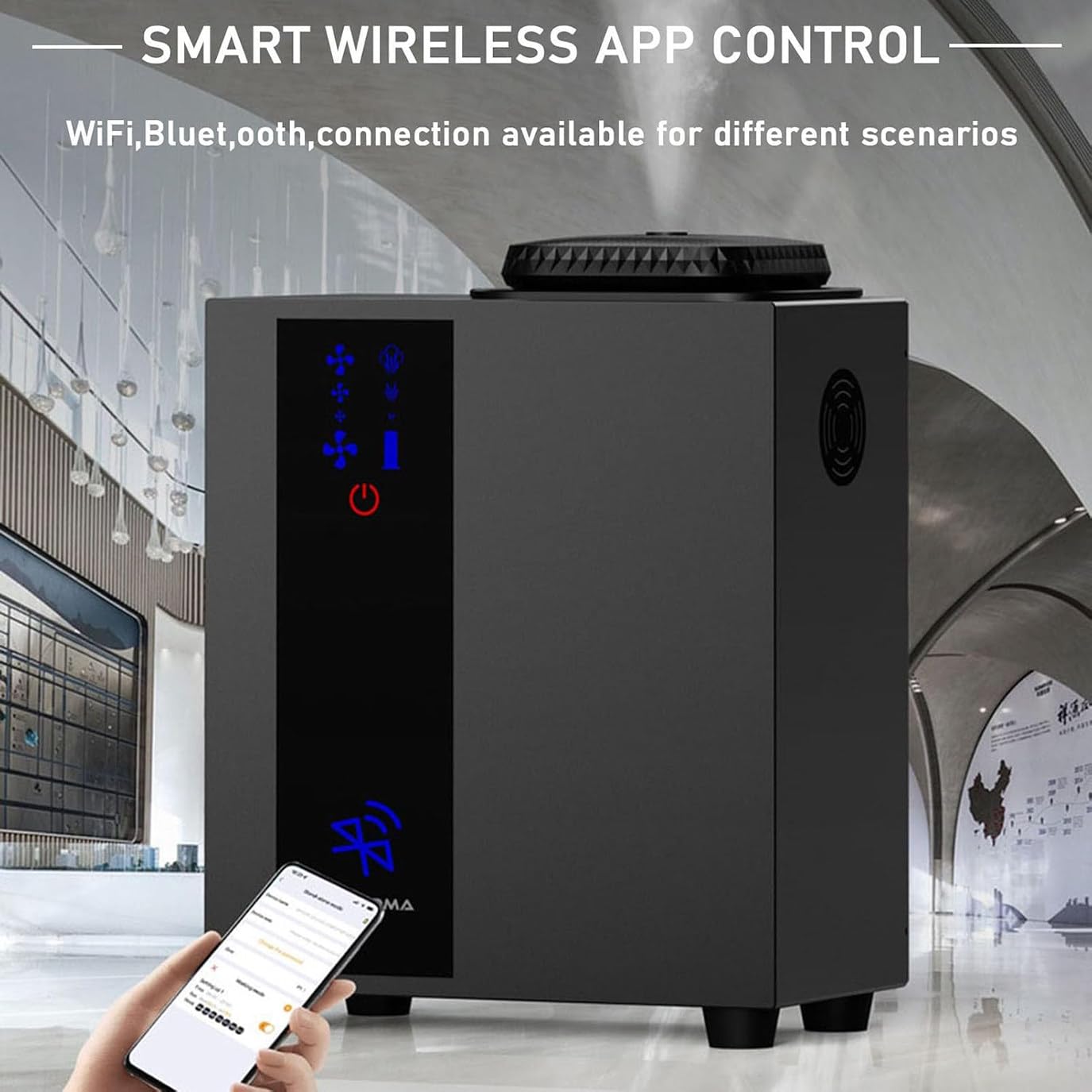 Difusor inteligente de aromaterapia Bluetooth, difusor de aceite esencial nebulizante sin agua para habitación grande con botella de 200/800 ml, perfecto para el hogar u oficina