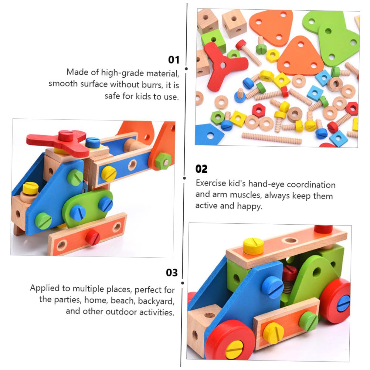 Gatuida Bloques de Combinación Desmontables de Madera Juguete Educativo de Montaje con Tornillos para Desarrollo Intelectual para Actividades Familiares y Exteriores