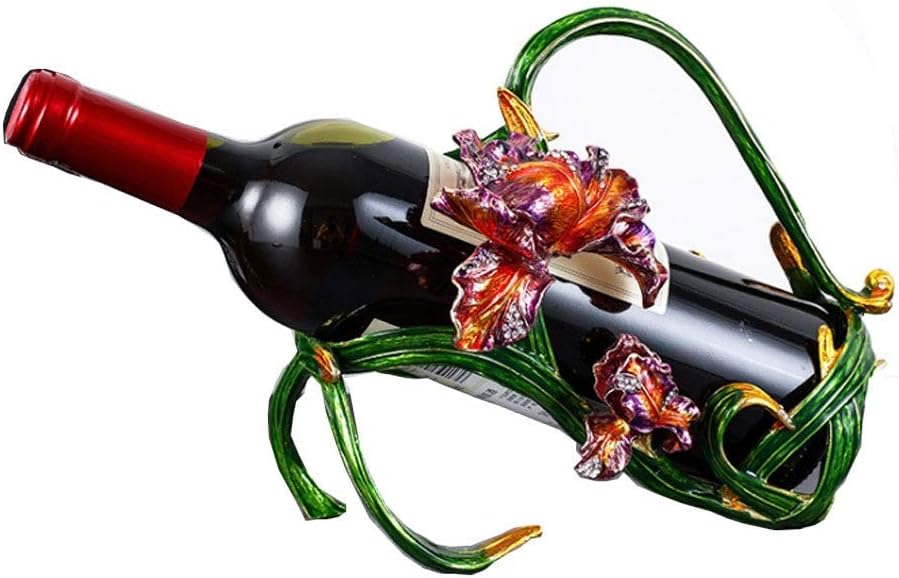 Wine Bottle Holder Tabletop Wine Rack Iris Embellishment Wine Shelf Display Stand Freestanding Crafts Decoration Wine Frame for Home Wine Racks Free Standing (Color : Green)