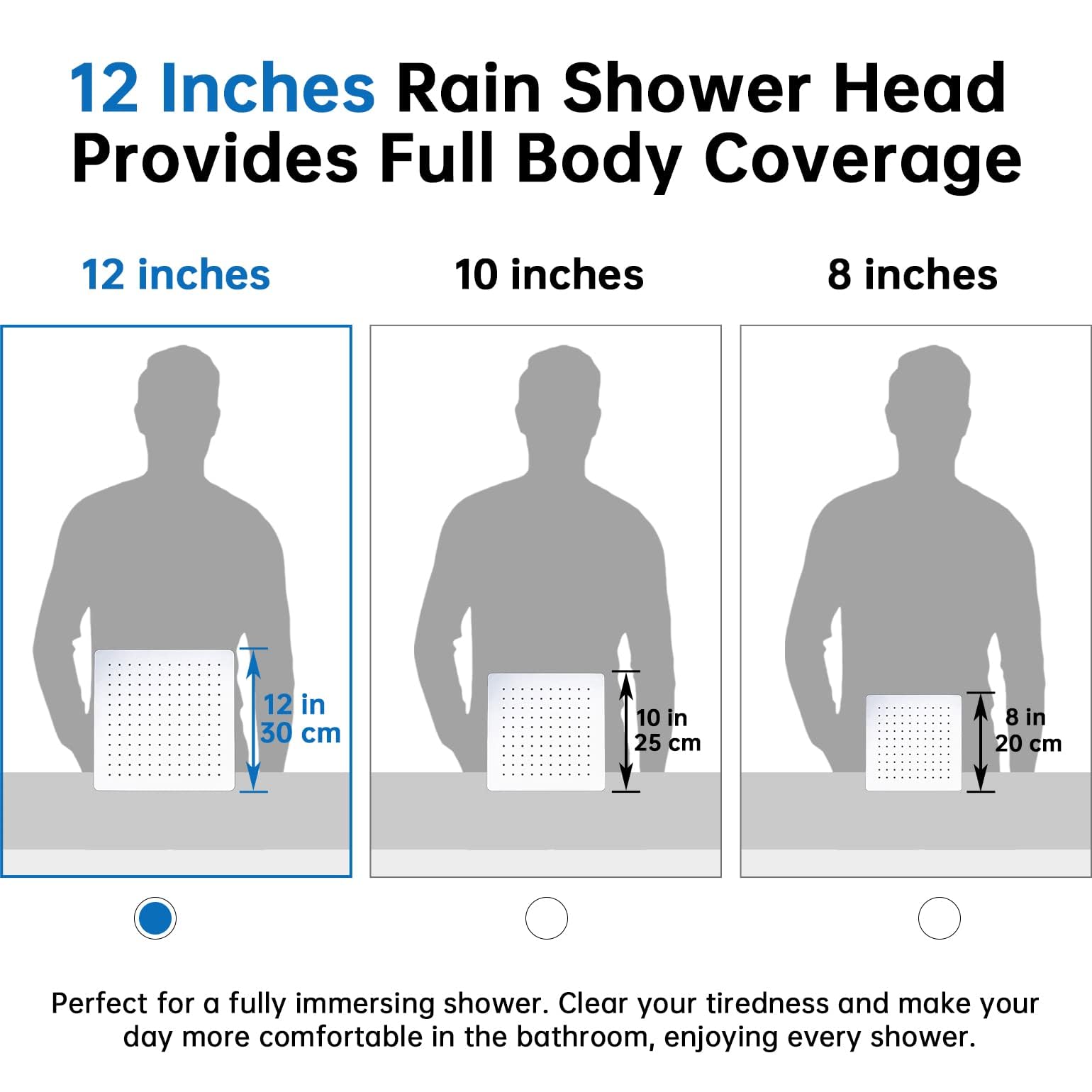 G-Promise Alcachofa de ducha de lluvia de metal de 12 pulgadas con brazo de extensión ajustable de 15 pulgadas, cabezal de ducha de lluvia de alta presión, aspecto moderno de lujo, cuadrado, cascada