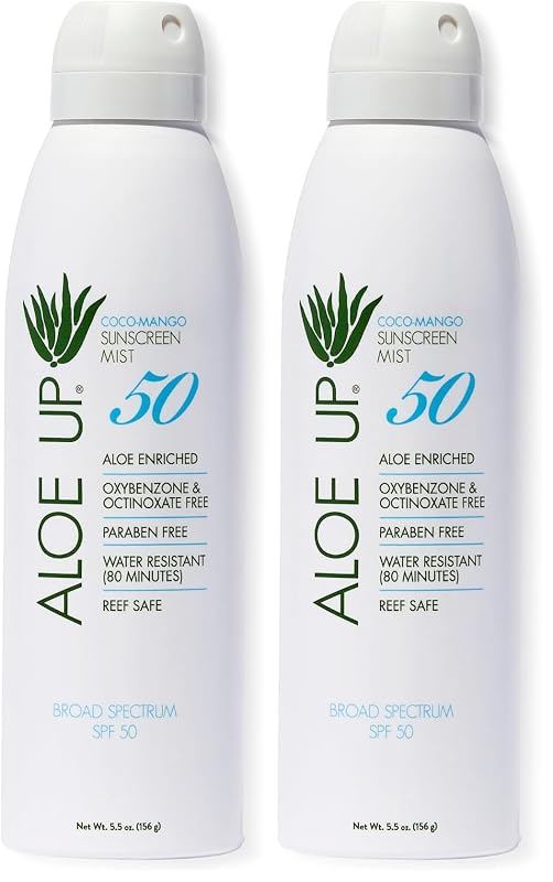 Protetor solar facial em spray Aloe Up White Collection SPF 50, 156 mL, pacote com 2
