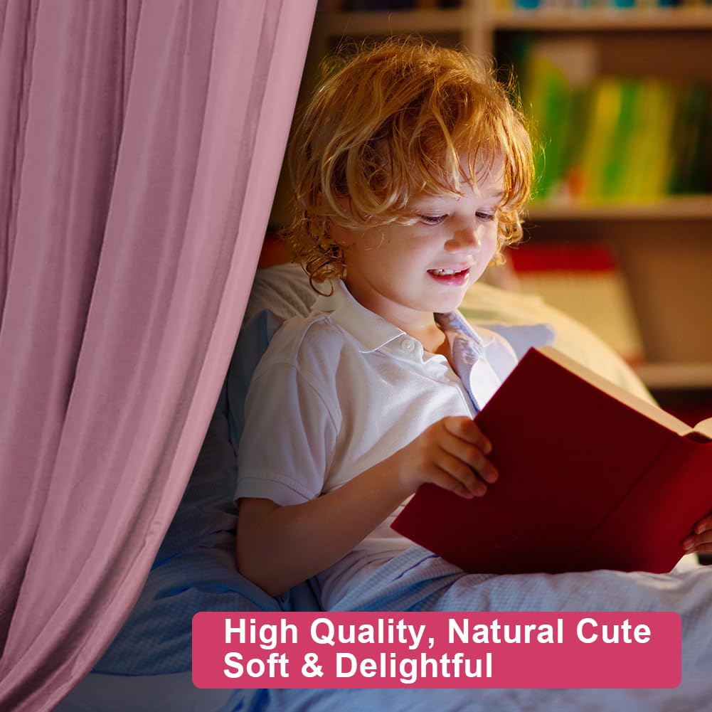Vicloon Tenda Letto Bambini 100% Cotone, Tenda Letto Montessori per Letto Bambini, Baldacchini in Tessuto, Tenda da Letto per la casa in Mussola, 135 x 360 cm, Rosa Scuro