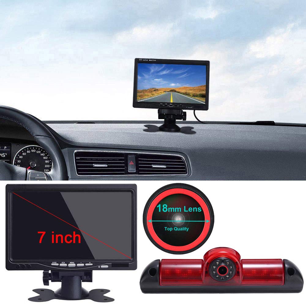17 cali TFT LCD kolorowy automatyczny monitor 【Specjalny czerwony obiektyw】 1280 x 720 pikseli 1000 linii telewizyjnych kamera parkingowa HD kamera cofania do Fiata Ducato X250 X290/Peugeot Boxter/Citroen Jumper Transporter Van