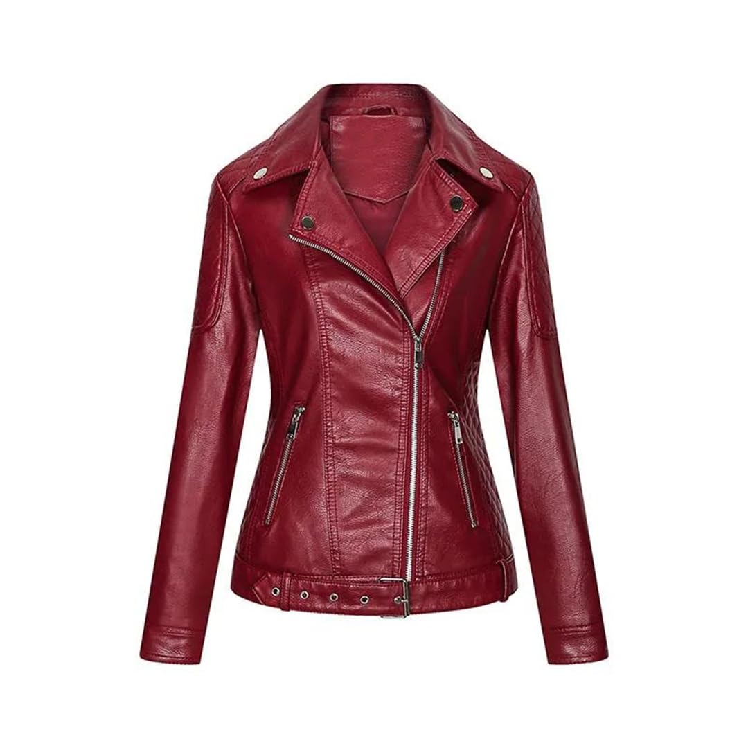 Cappotto da donna con cerniera in ecopelle primavera autunno giacca da motociclista