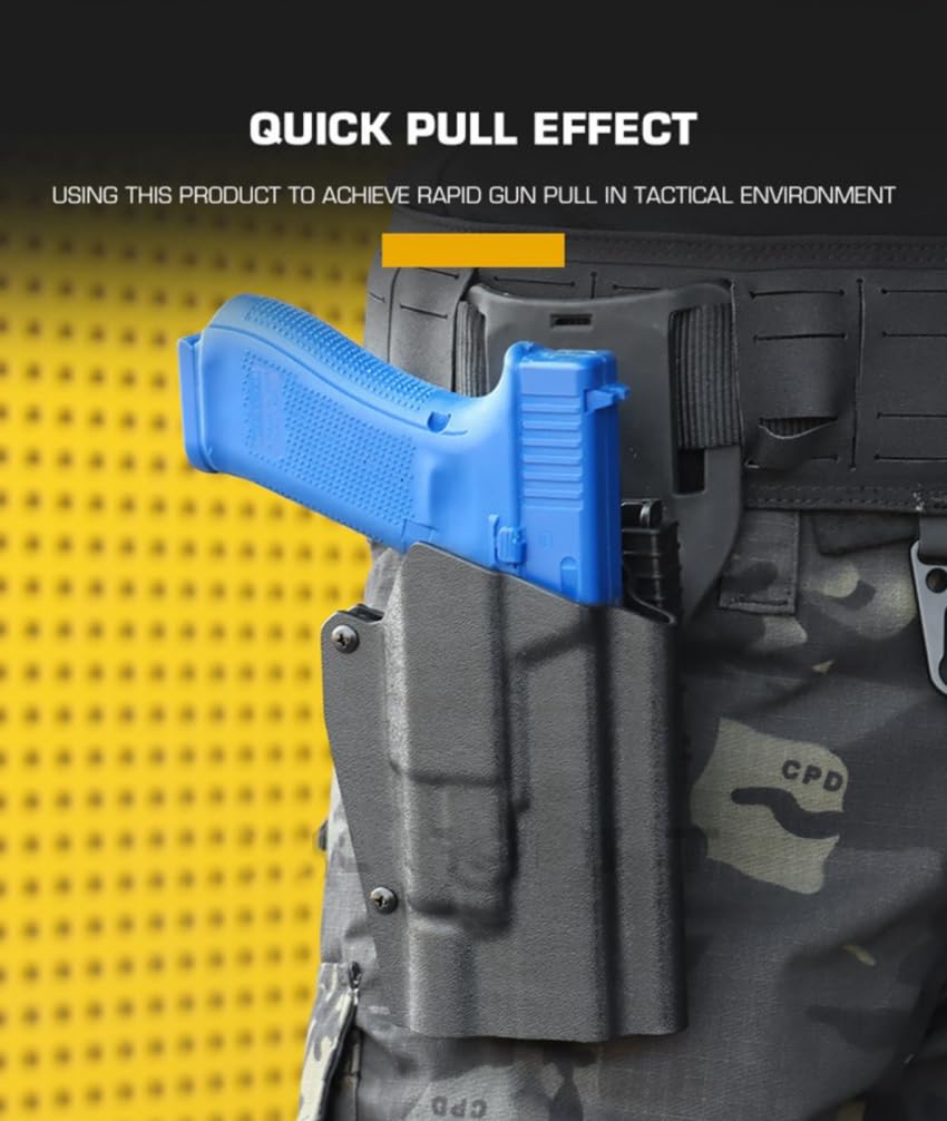 ACEXIER Funda táctica de Kydex para G1ock 17/19/19X/45 Funda para Pistola de Airsoft con Linterna G-300 y Sistema de Bloqueo QLS 19 22