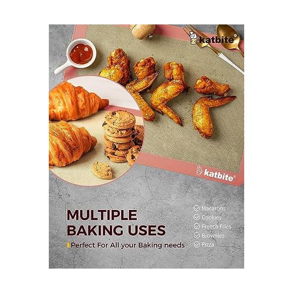Katbite silicone baking mat colorful collection set of 3 2 half sheets mats 11 58 x 16 12 1 quarter baking sheet reusable nonstick bakeware mats for cookies macarons bread pink  urban country home decor