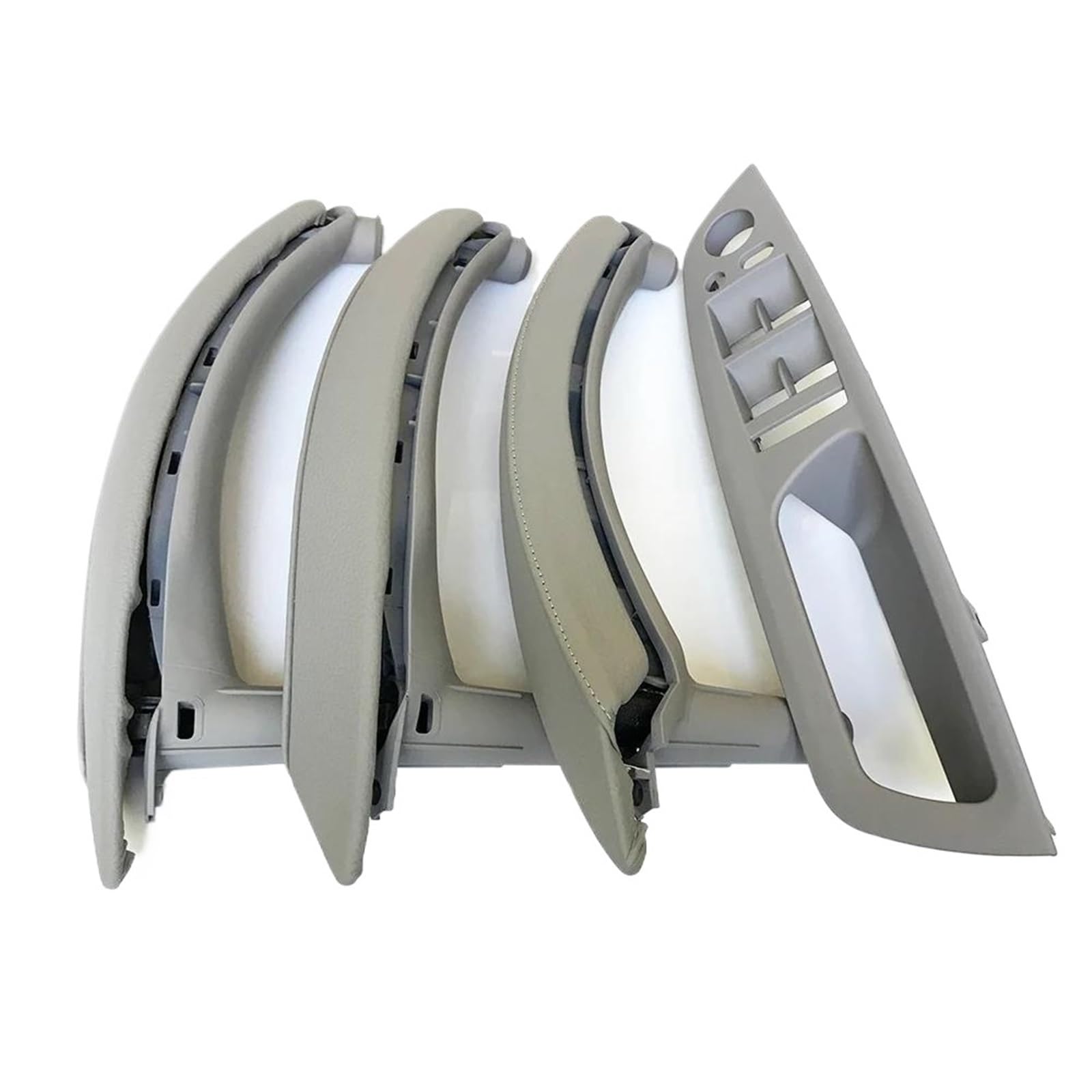Kmage Rhd Grey 7Pcs Interior Door Handle Rhd Interior Door Armrest Handle Leather For X5 X6 E70 E71 E72 2007-2014