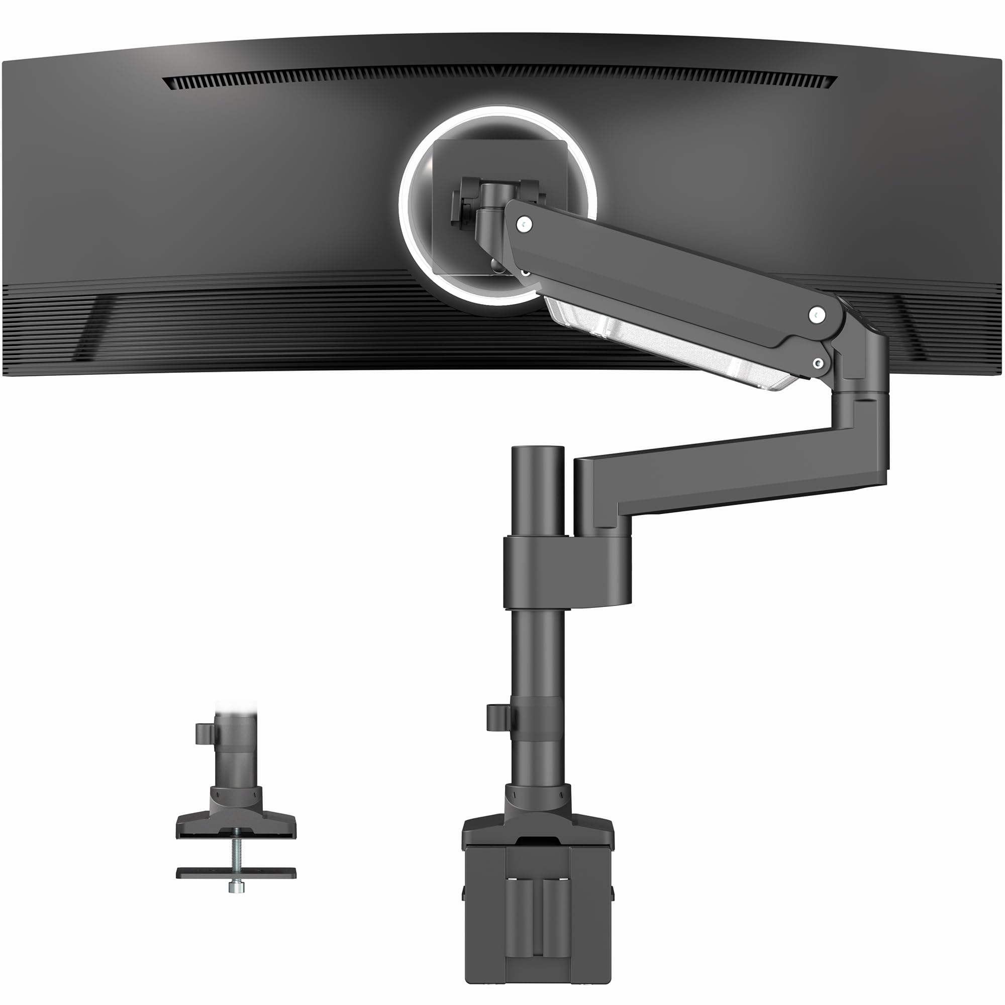 VIVO Premium Aluminum Monitor Arm for Ultrawide Screens up to 49 inches and 33 lbs, Heavy Duty Single Desk Mount, Pneumatic Height, Max VESA 100x100, Black, STAND-V101G1 — Amazon image 12