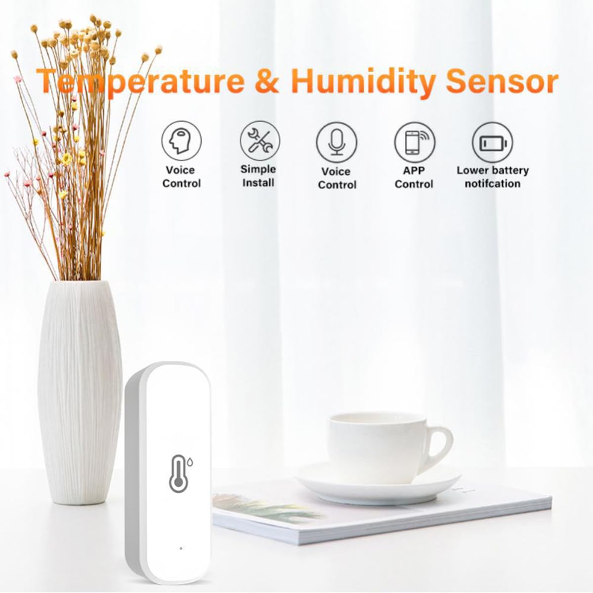 Mengshen Confezione da 2 sensori di umidità WiFi intelligenti per monitor della temperatura interna con avviso di notifica compatibili per Alexa Google Home Nursery Basement