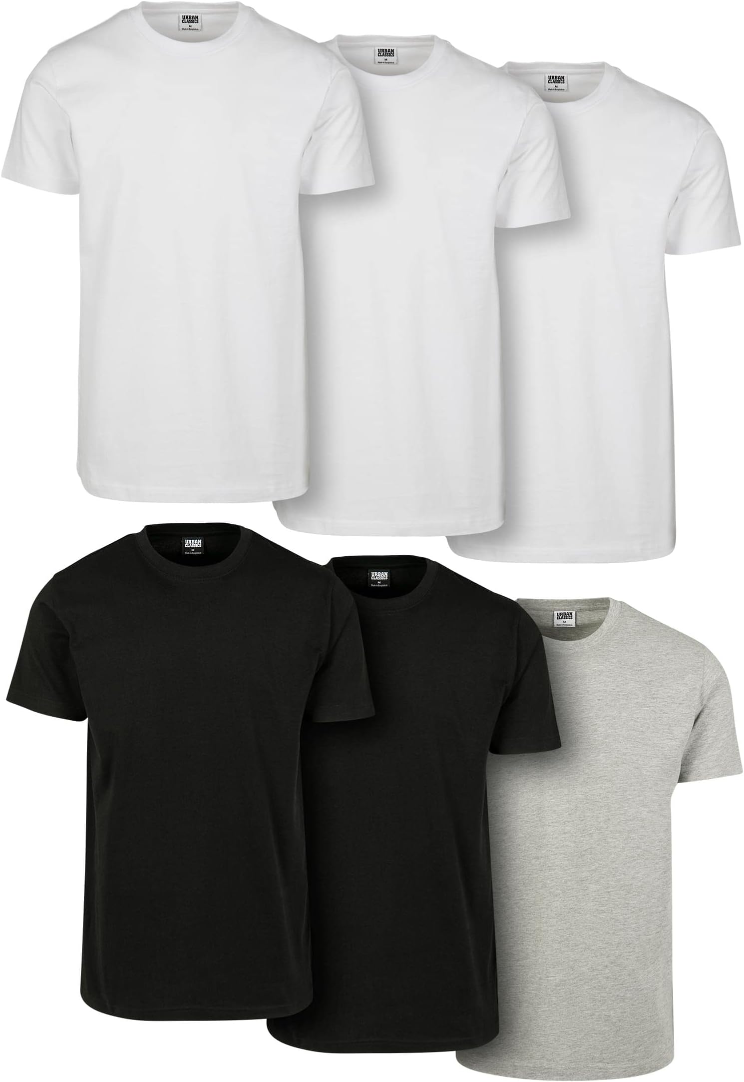 Urban ClassicsMens Basic Tee Regular Fit Short Sleeves T-Shirt 6 Pieces T-Shirt (pack of 6)