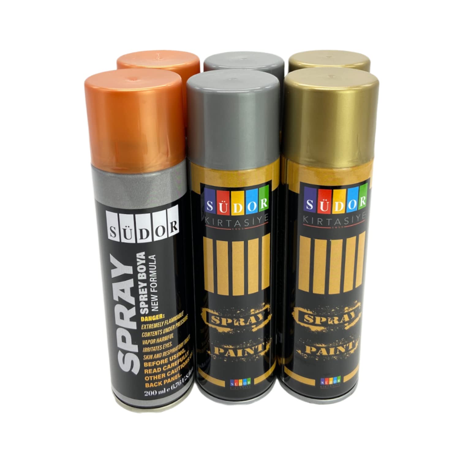 Metallic-Sprühlack Set 6x200 Ml – Gold, Silber, Bronze Hochglanz Für Holz, Metall, Glas & Mehr