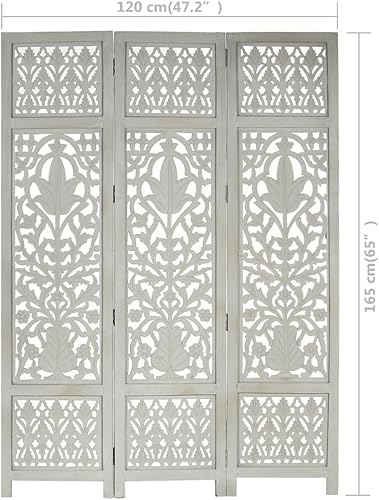 Miniatura 6 de Divisor de habitación de 3 paneles de madera tallado a mano, separadores de habitación plegables blancos independientes, divisor de habitación,