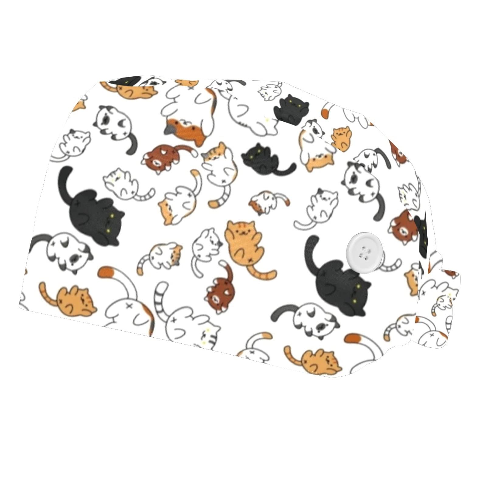 2 Pieces Adjustable Working Cap with Sweatband Suitable for Men and Women,Cat kitten cat paw foot