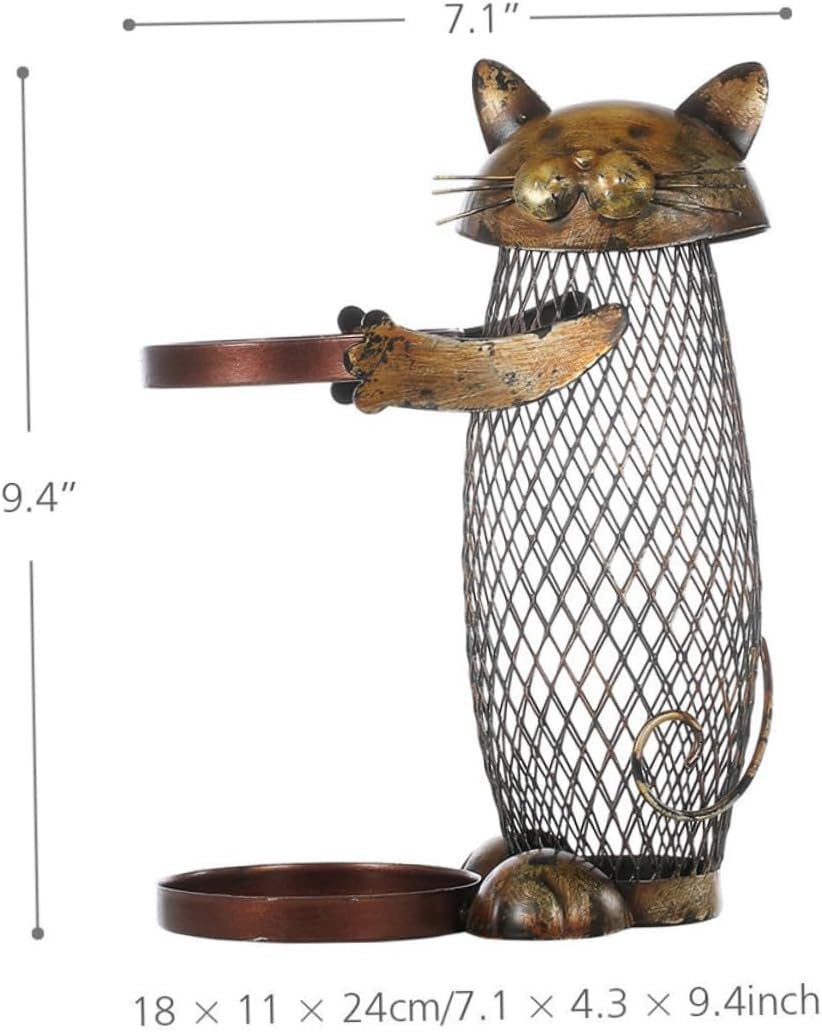 Cat-Shaped Iron Wine Bottle Rack Tabletop Wine Display Stand Red Storage Organizer Decorative Home Bar Holder