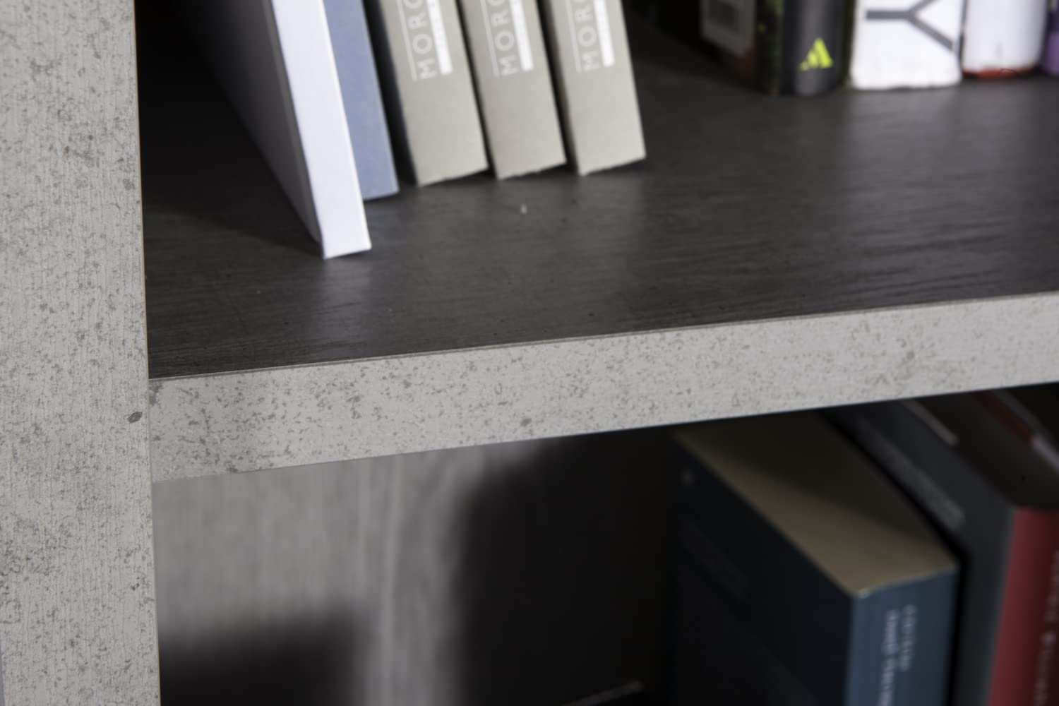 Composad | Libreria Alta della Linea DISEGNO Con 5 Ripiani Regolabili, Libreria Scaffale Moderna, (LxAxP) 81,60x217,5x35,70 cm, Grigio Cemento, Soggiorno, Studio, Ufficio, Made in Italy