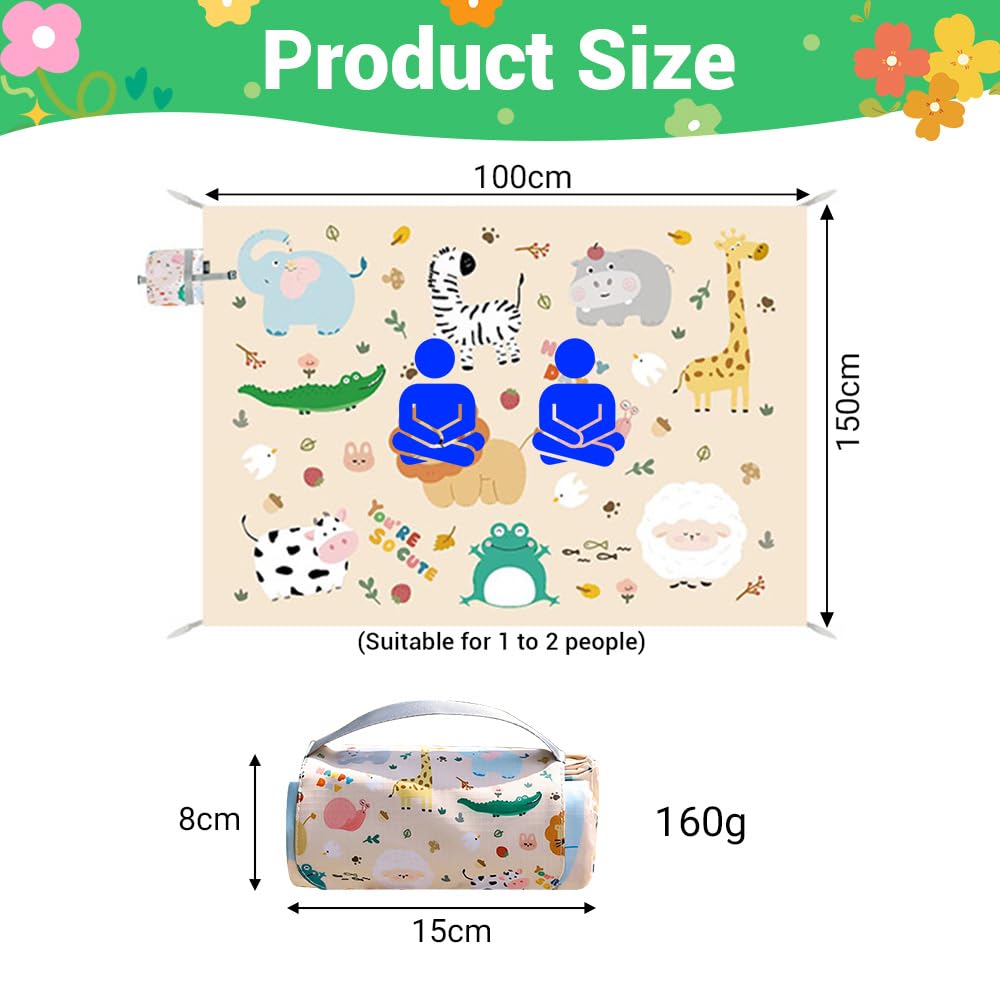 Coperta pic nic impermeabile 150 x 100 cm Mini, Ultra leggera, resistente alle macchie, per campeggio viaggi picnic mare