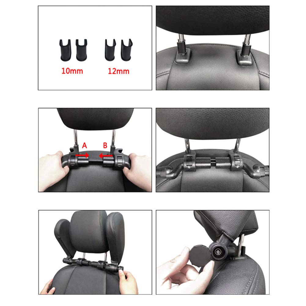 Voiture Oreillers de Cou Coussin Appui-tête Voiture à Haute Elasticité Oreiller Réglable de Voiture Oreiller de Sommeil Apaisant pour Adultes et Enfants，Noir,1