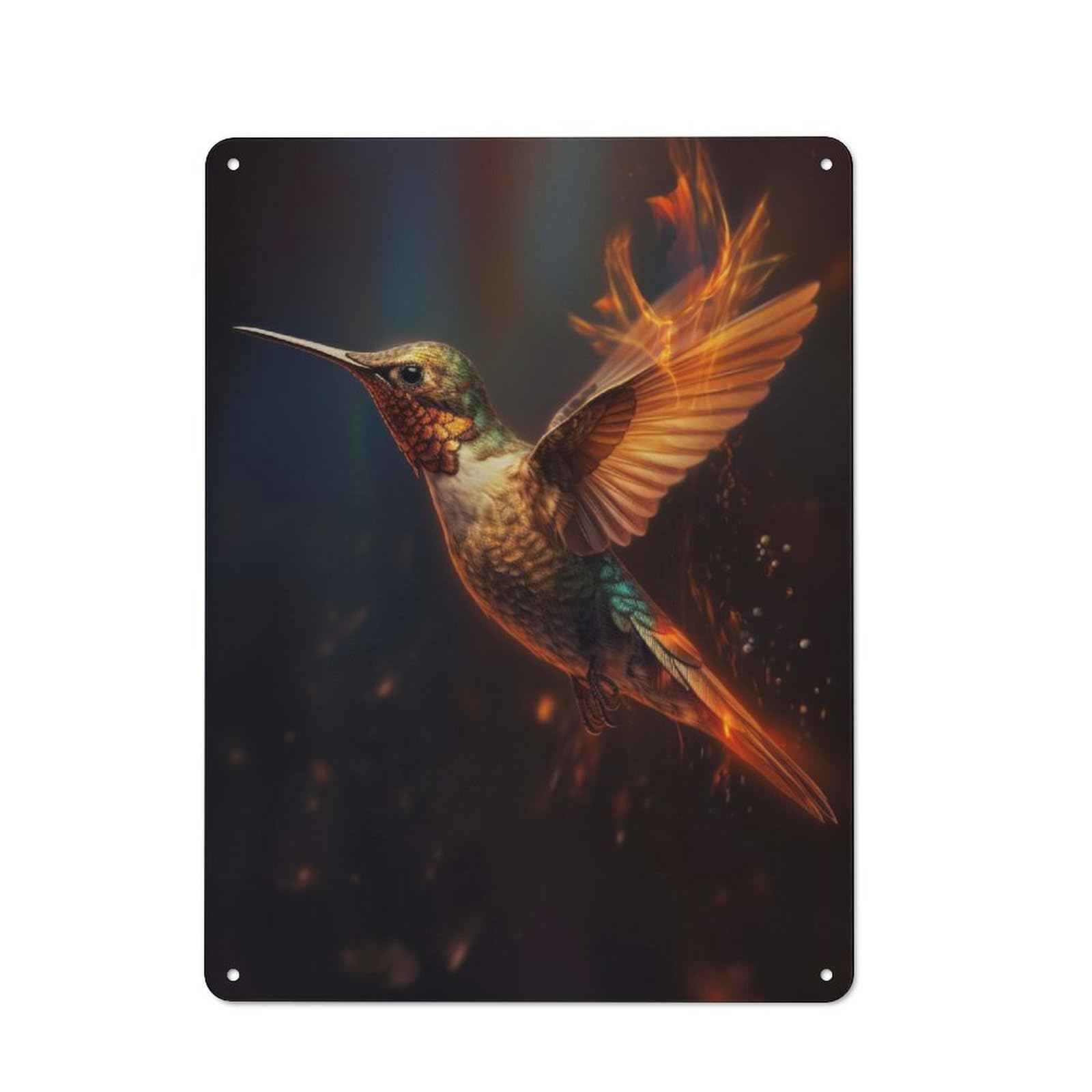 Vintage Tin Sign 40x30cm with Hummingbird for Guest Room Or Hallway, Suited to Wall Displays in Guest Rooms And Hallways