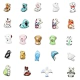 Decoendiy 24pc Porcelain Ceramic Animal Theme Beads - Cute Cartoon Hand-Painted, Puppy/Penguin/Panda Shaped Spacer Beads for DIY Jewelry Making Crafts