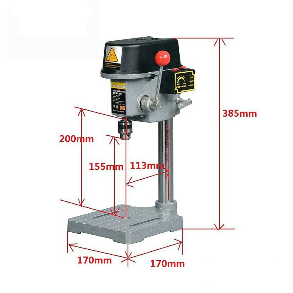 Mini trapano a colonna di regolazione della velocità di rotazione Trapano bancario Trapano da banco elettrico Drill Bench Press Stand Base Telaio Bracket Hole Drilling Machine Tavolo Trapano per legno