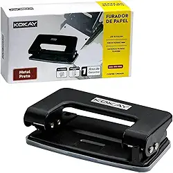 Perfurador de Papel 2 Furos para até 12 Folhas, KOKAY