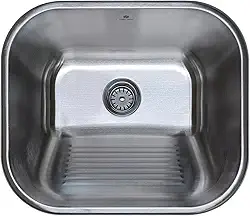 Tanque Para Lavanderia de Aço Inoxidável Escovado Com Ralo