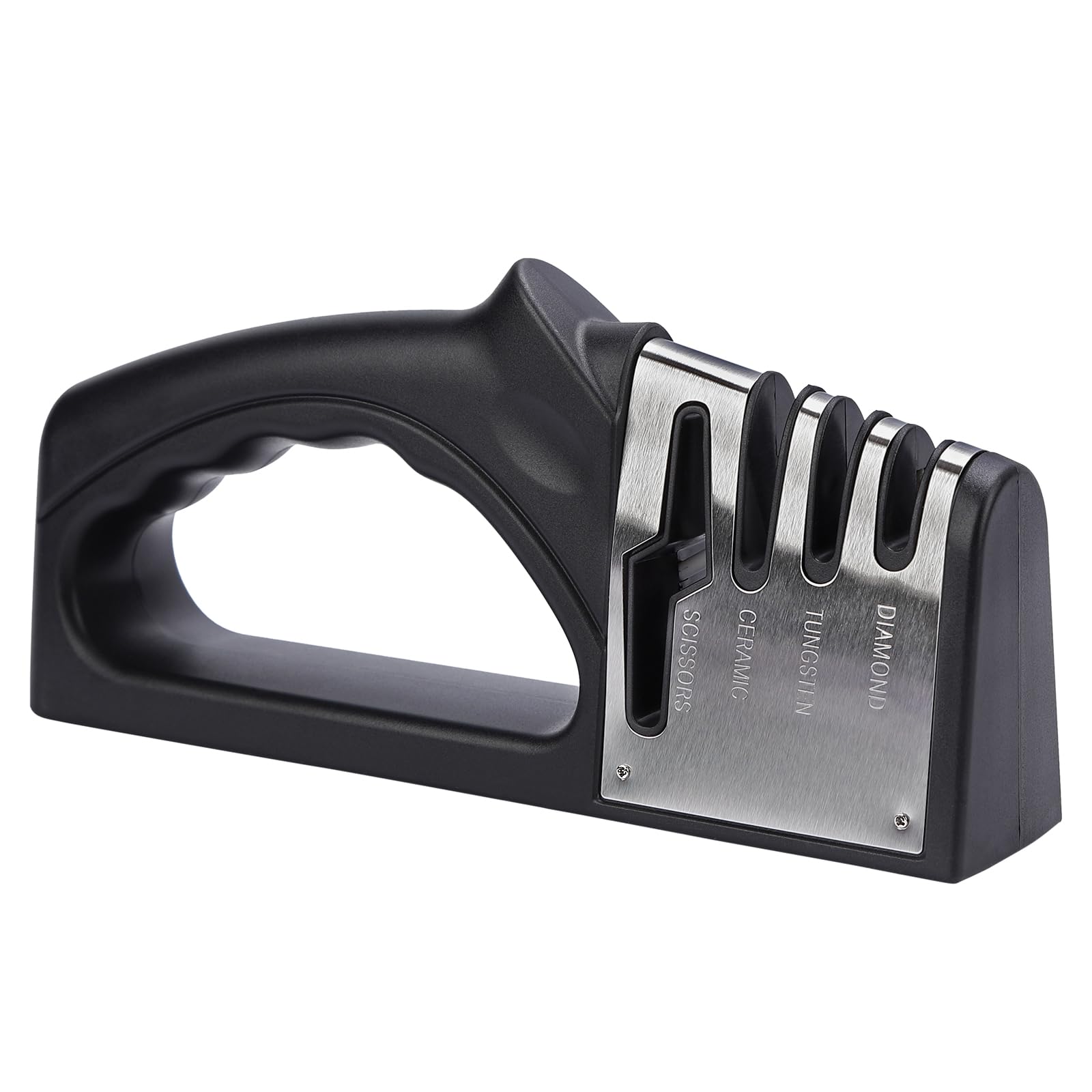 4-in-1Manual Knife Sharpener Suitable for kitchen knives fruit knives steel knives scissors and 3-level precision sharpening Non slip
