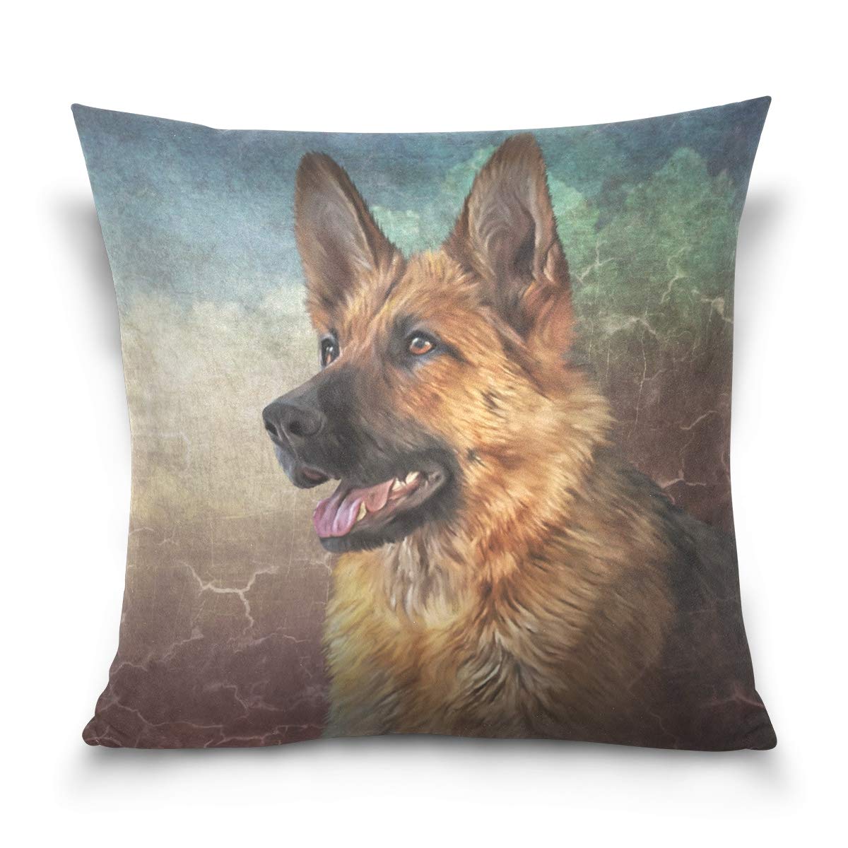 Linomo Throw Pillow Cover 20x20 inch, German Shepherd Dog Decorative Pillow Cases Cushion Cover for Couch Sofa Bed Home