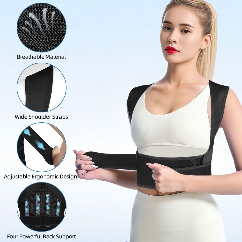 Fascia Correttore Posturale Schiena E Spalle – 2 In 1 Con Barre Flessibili – Traspirante E Regolabile – Per Uomo, Donna E Bambino – Taglie S-XXL - 3